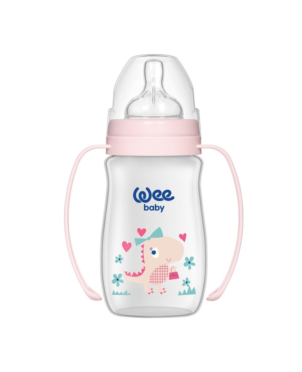 Breadcrumbut, WEE BABY, Wee Baby Klasik Plus Geniş Ağızlı Kulplu PP Biberon 250 ml 01381 Pembe