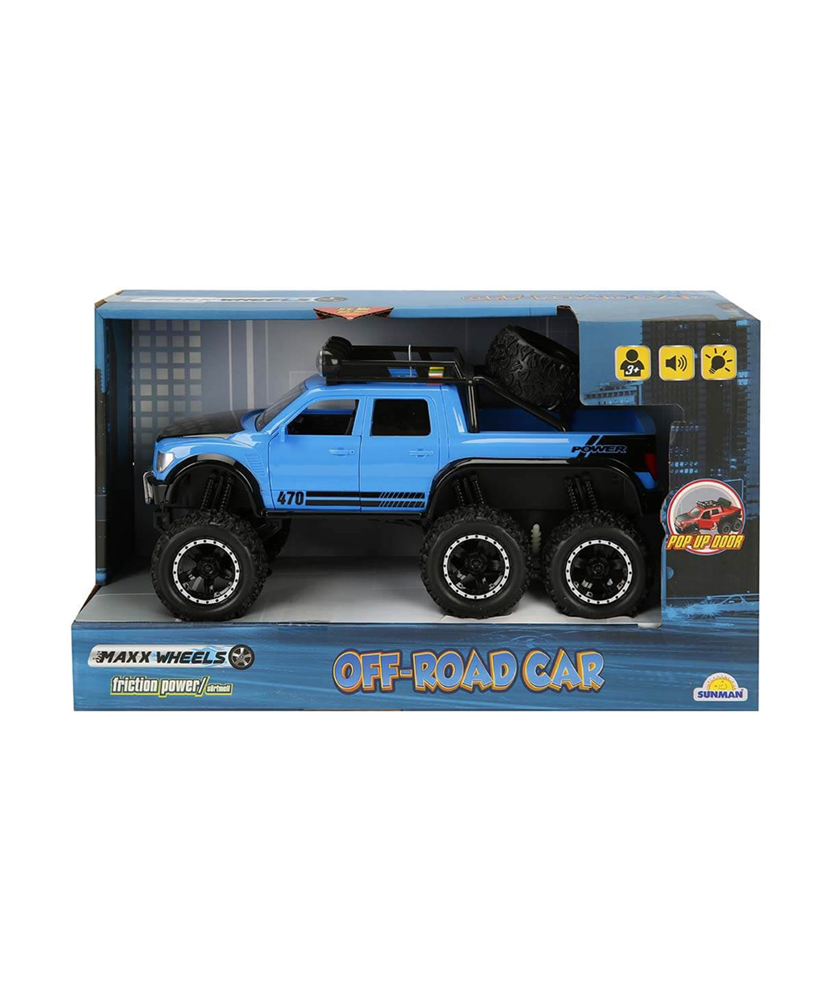 Çek-Bırak ve Sürmeli Arabalar, Sunman, 1:16 Maxx Wheels Sesli ve Işıklı Off Road Arabalar 25 cm 35399 Mavi