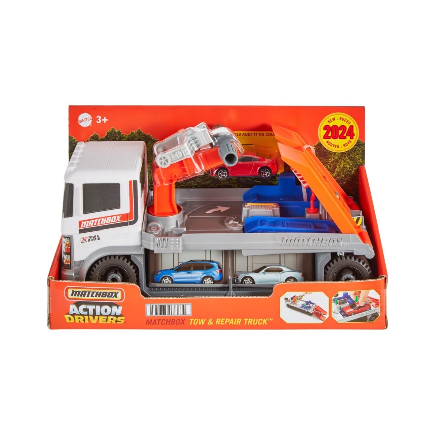 Çek-Bırak ve Sürmeli Arabalar, Hot Wheels, Matchbox Aksiyon Sürücüleri Çekici ve Tamir Kamyonu HRY43