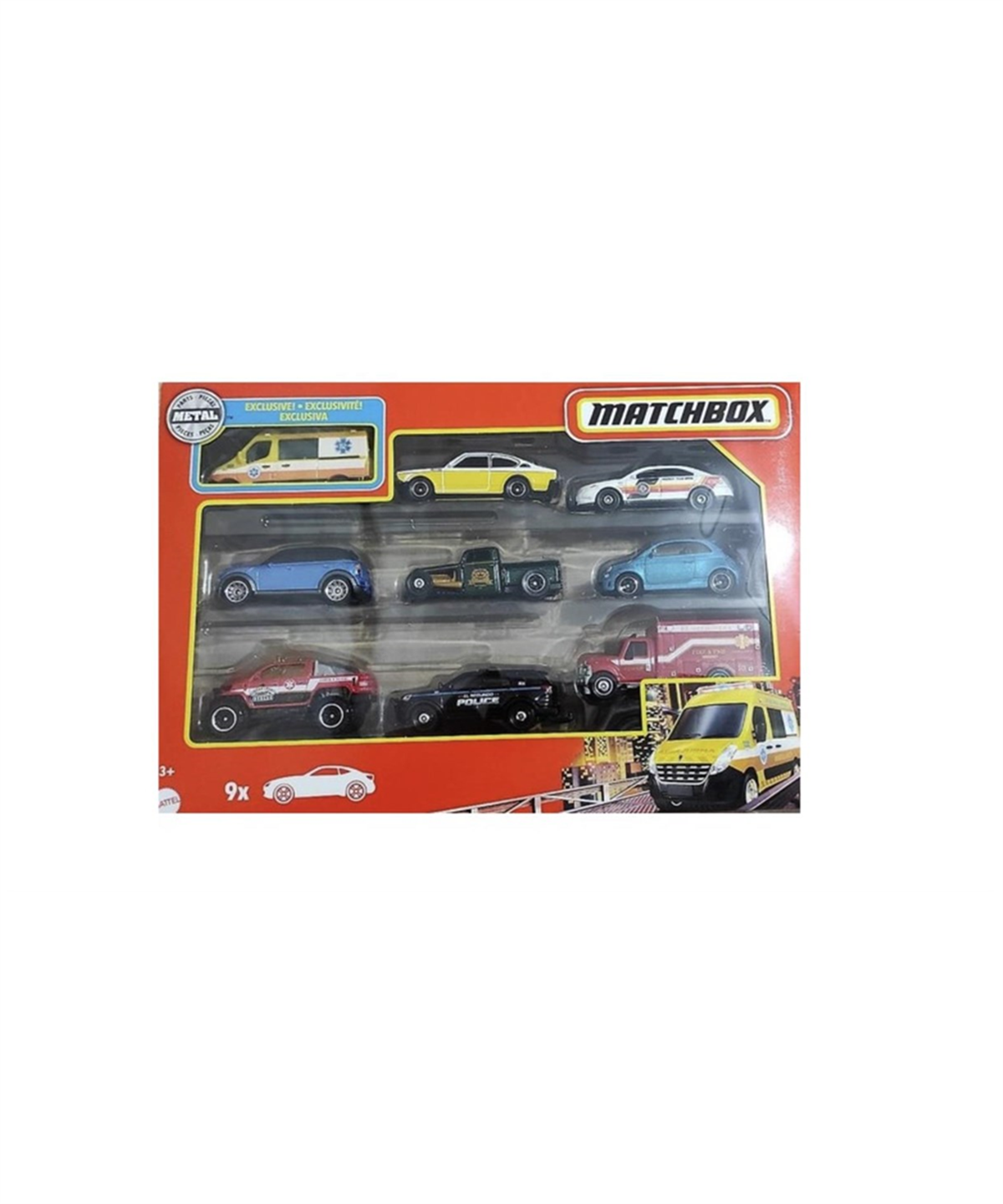Çek-Bırak ve Sürmeli Arabalar, MATCHBOX, Matchbox Dokuzlu Araba Seti X7111 HFL54