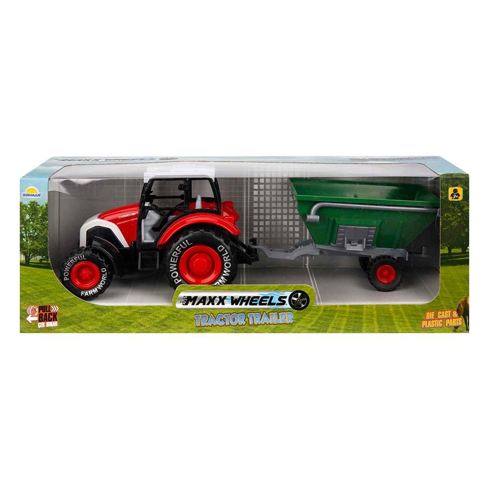 Çek-Bırak ve Sürmeli Arabalar, Sunman, Maxx Wheels Çek Bırak Çitflik Araçları 25567 Kırmızı Gübreleme