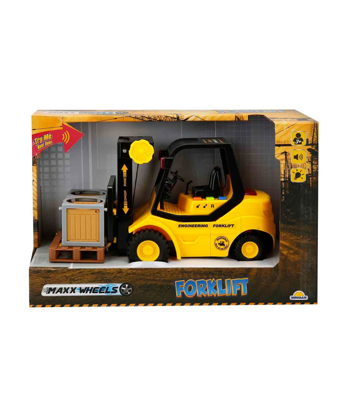 Çek-Bırak ve Sürmeli Arabalar, Sunman, Maxx Wheels Sesli ve Işıklı Forklift 24 cm 31513 Koli