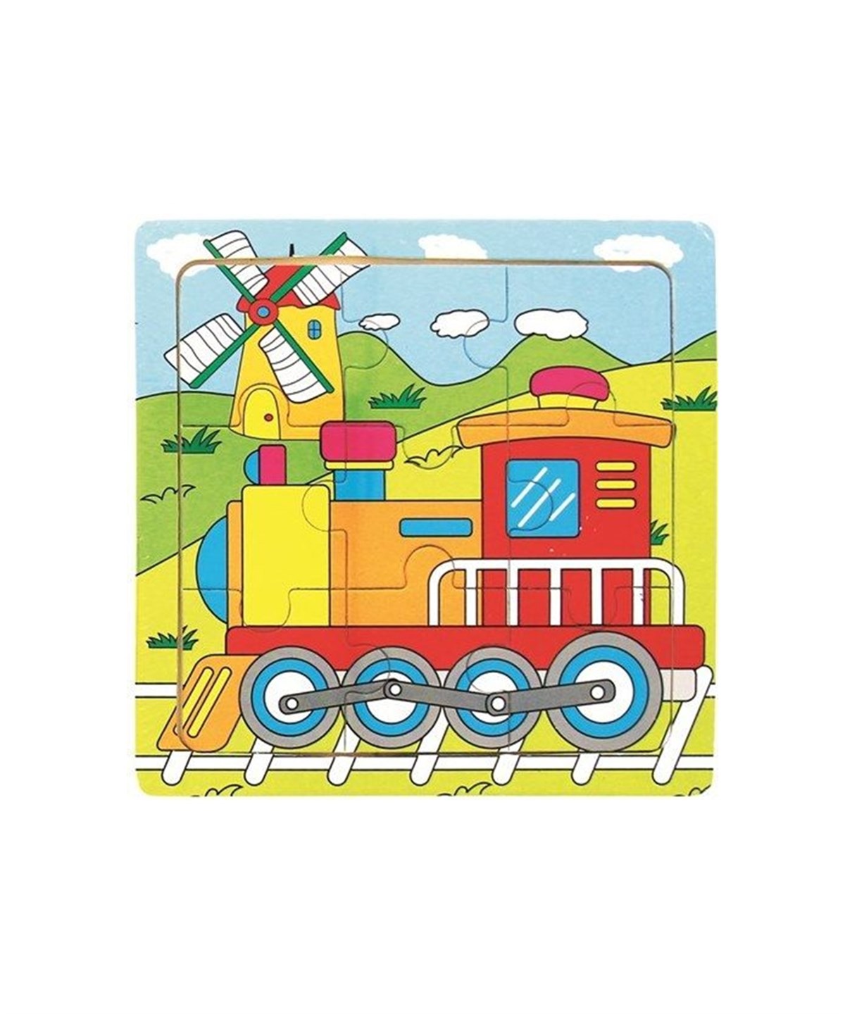 Çocuk Puzzle, BuBu, BuBu Ahşap Puzzle Bubu00115 15x15cm 54848 Tren