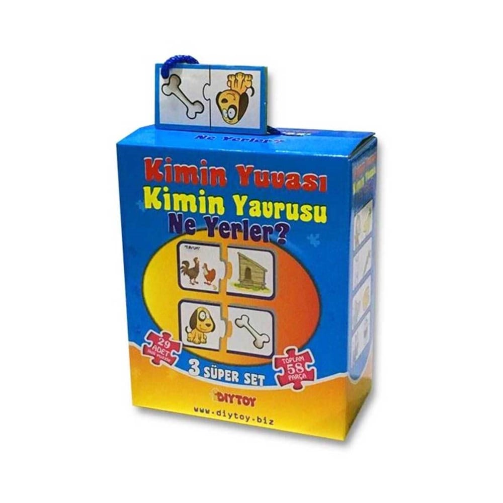 Çocuk Puzzle, Dıytoy, Dıytoy Kimin Yuvası Kimin Yavrusu Ne Yerler Puzzle Tamamlama Kartları