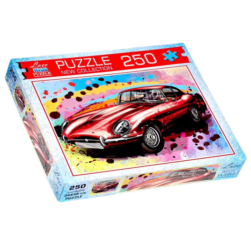 Çocuk Puzzle, Laço Kids, Jaguar Kırmızı Araba 250 Parça Çocuk Yapboz LC7194