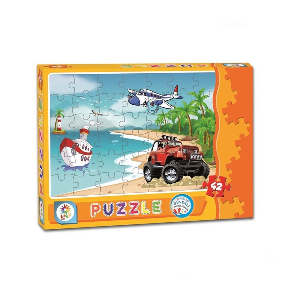 Çocuk Puzzle, Laço Kids, Sahil Taşıtları 42 Parça Çocuk Yapboz LC7143