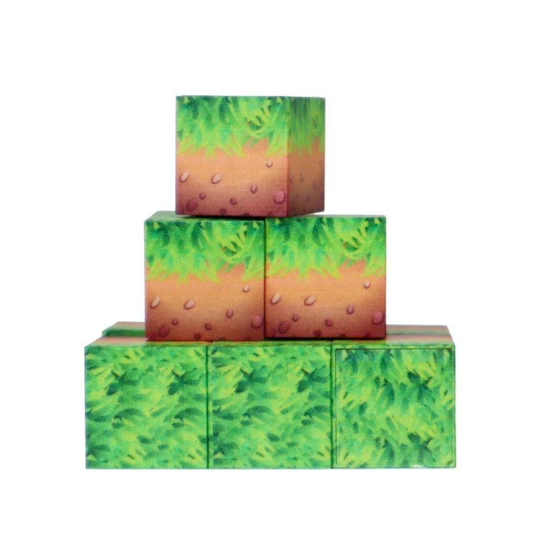 Diğer Lego Setleri, MEGA OYUNCAK, Megacraft Manyetik Bloklar 9 Parça Toprak Çimen Desenli