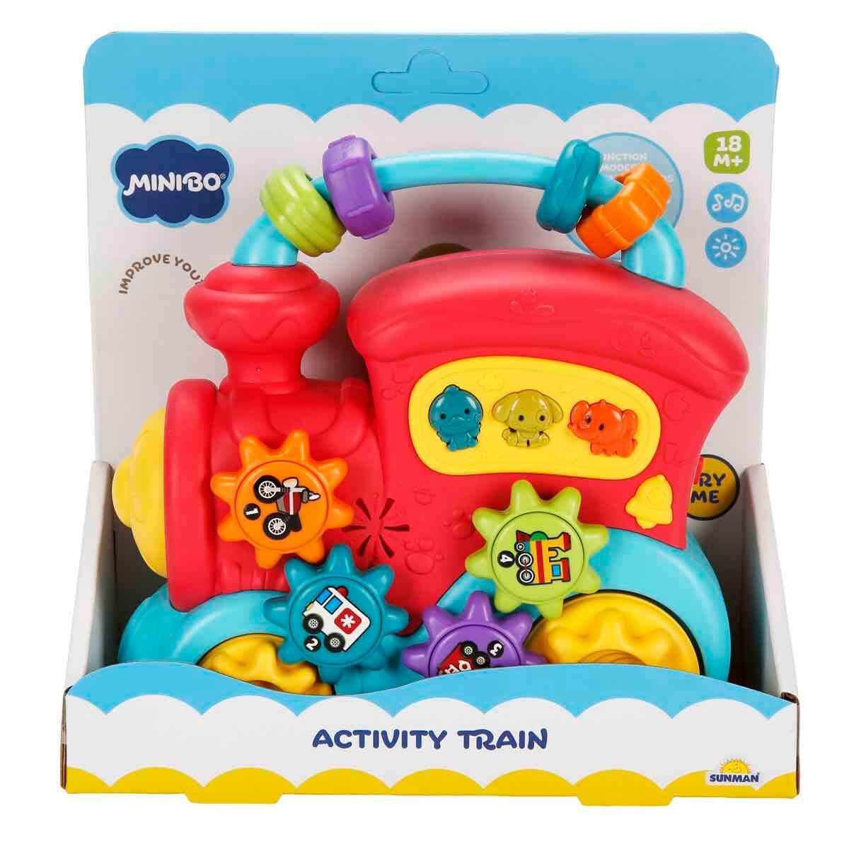 Eğitici Bebek Oyuncakları, Sunman, Minibo Sesli ve Işıklı Sevimli Aktivite Treni