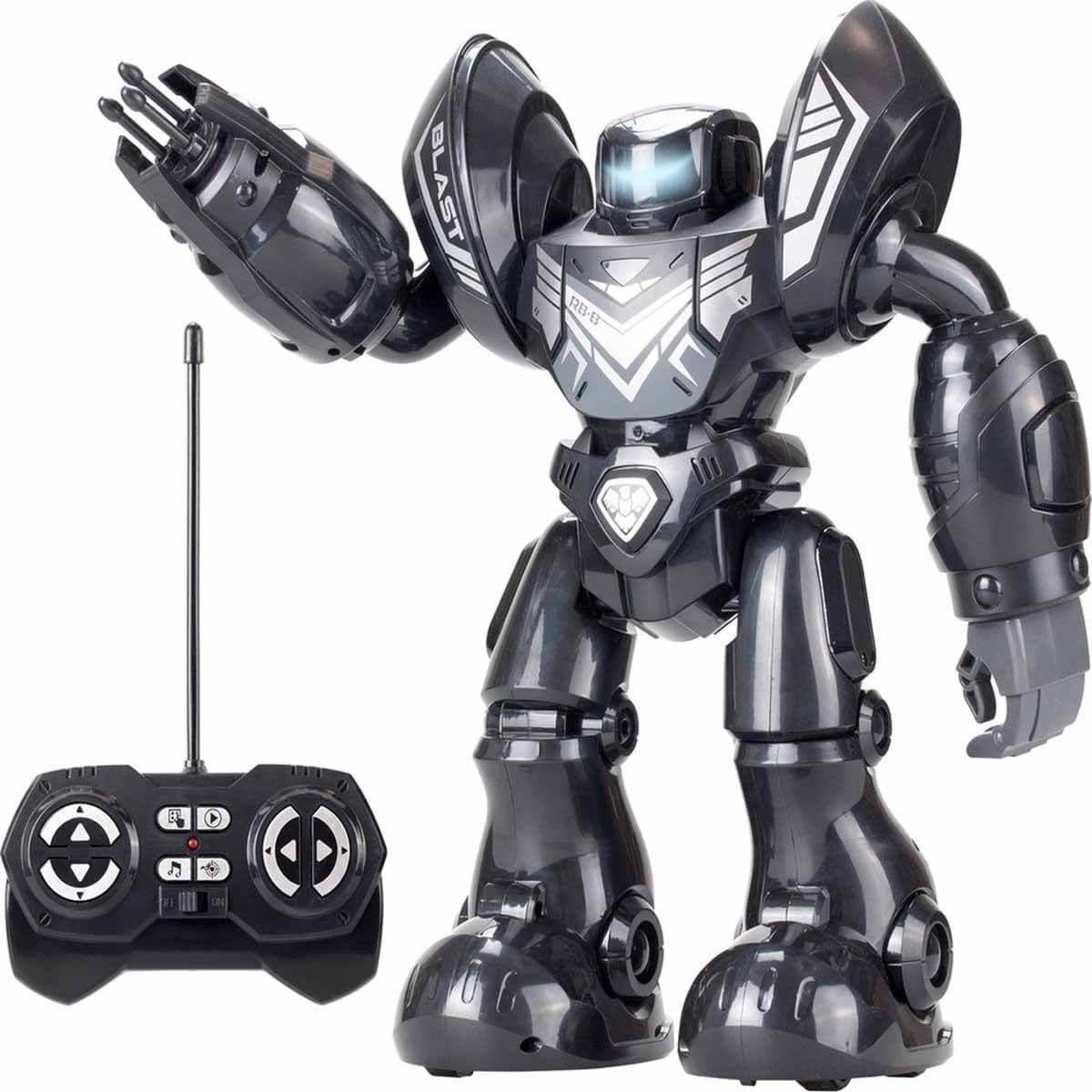 Eğitici Robotlar, SİLVERLİT, Robo Blast Sesli ve Işıklı Uzaktan Kumandalı Robot 80974 Siyah Robot