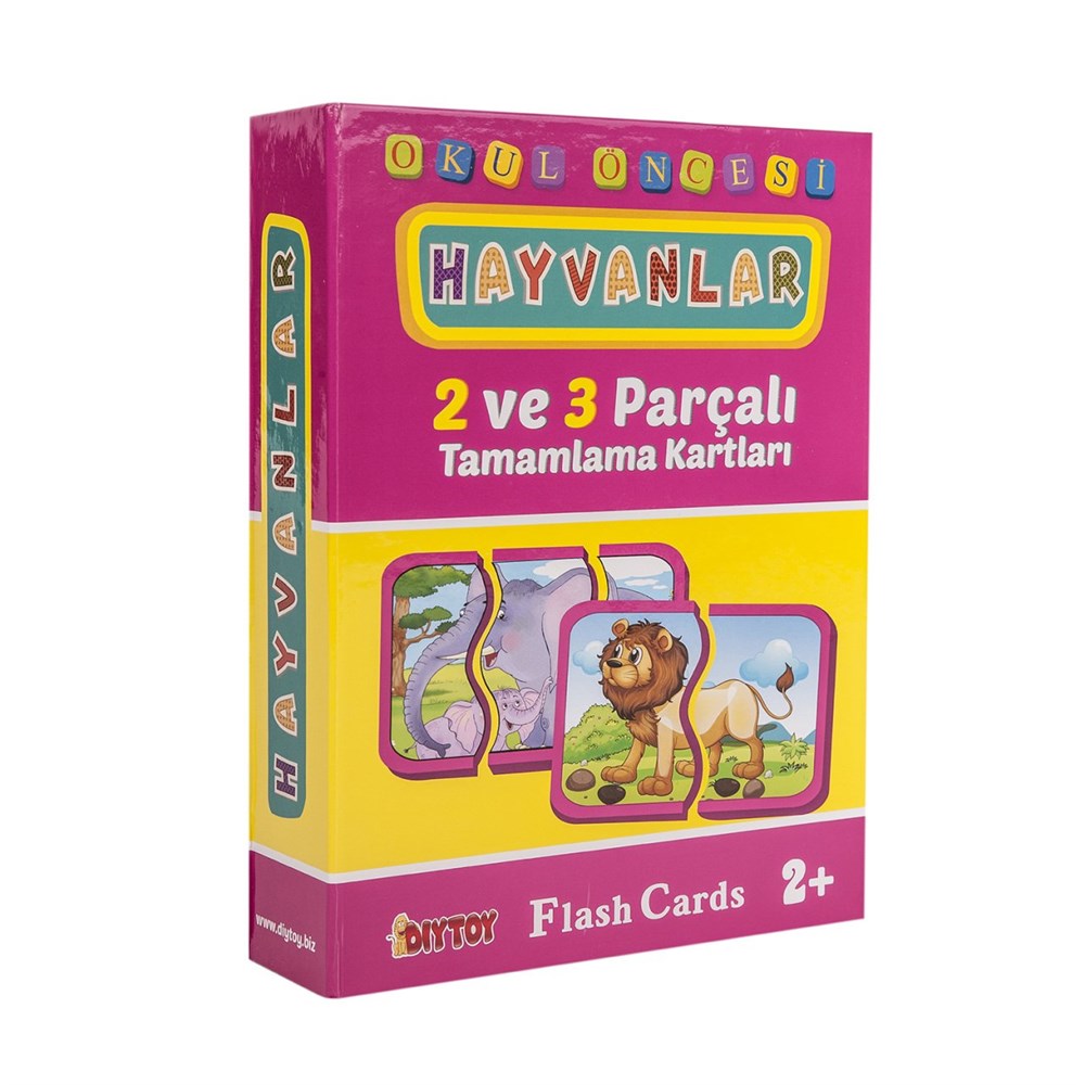 Eşleştirme Oyunları, Dıytoy, Dıytoy Hayvanlar 2 ve 3 Parçalı Tamamlama Kartları Okul Öncesi Eğitici Flash Kart