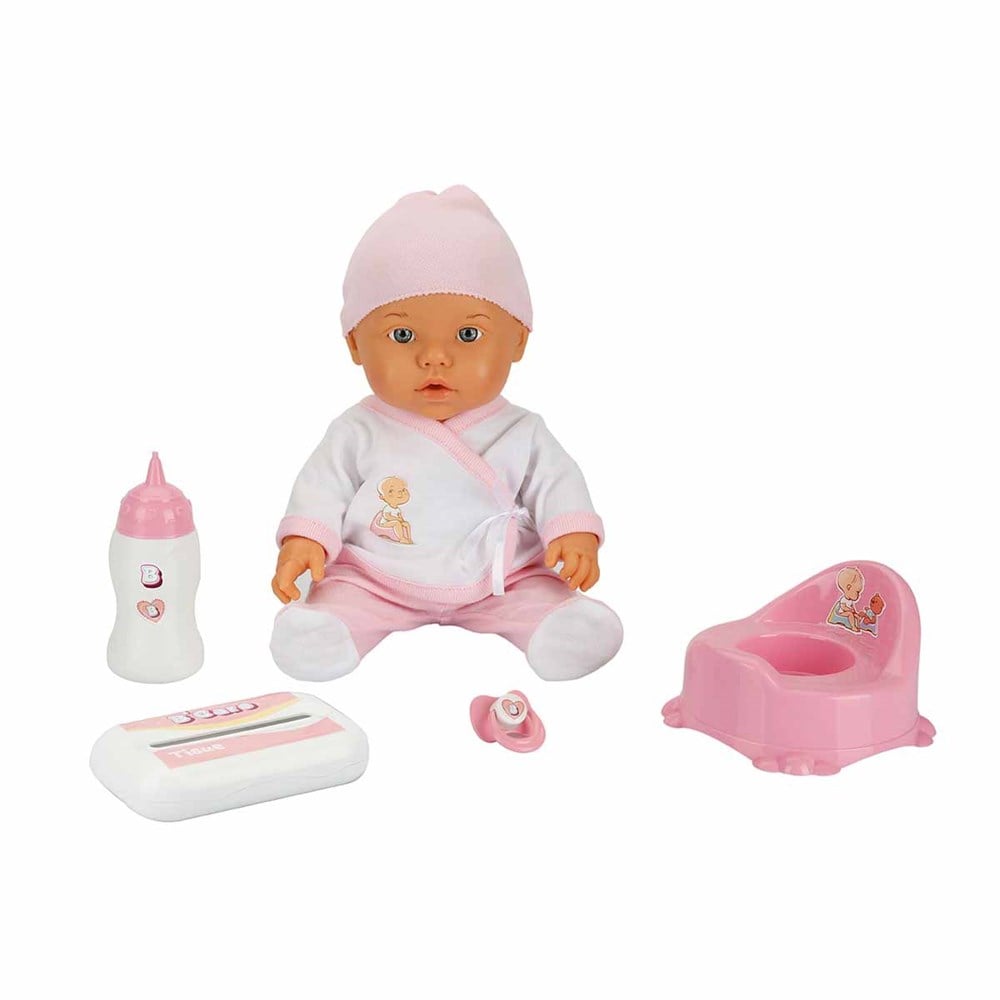 Et Bebekler, Sunman, Bebelou Altını Islatan Aksesuarlı Bebek 35cm Konuşan Bebek 22108 Pembe