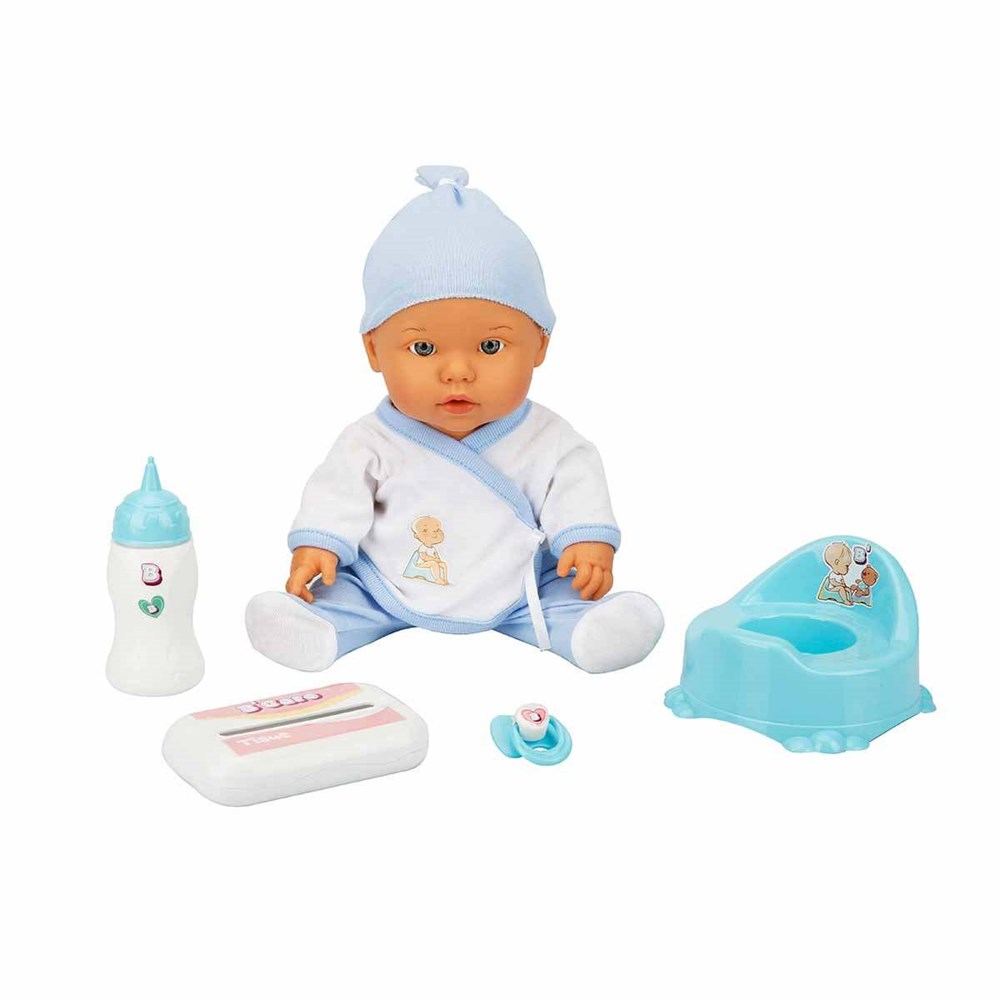 Et Bebekler, Sunman, Bebelou Altını Islatan Aksesuarlı Bebek 35cm Konuşan Bebek 22108 Mavi