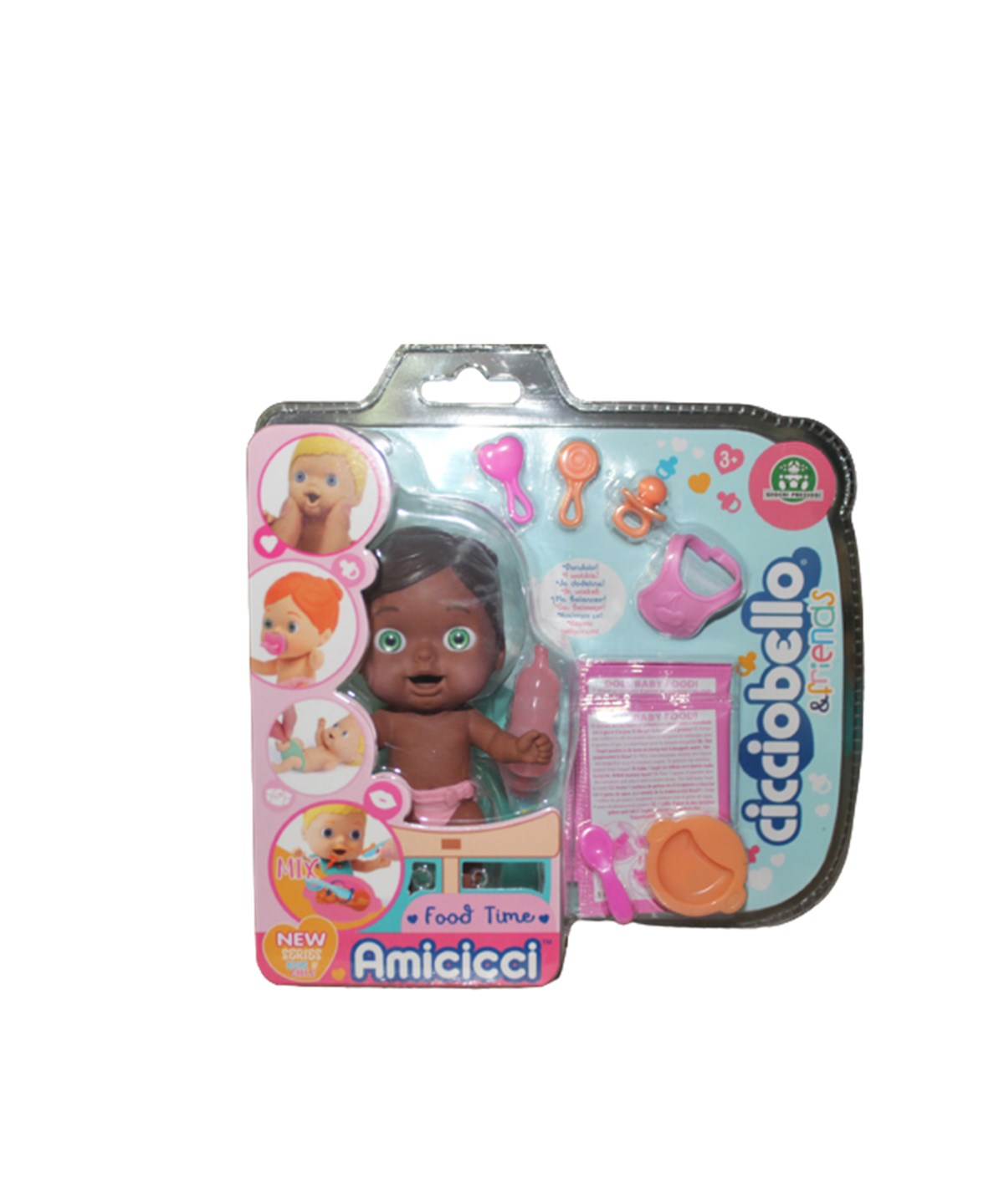 Et Bebekler, Giochi Preziosi, Cicciobello Amiccici Yemek Seti W3 CC022000 Cicciozoe Siyah Saçlı
