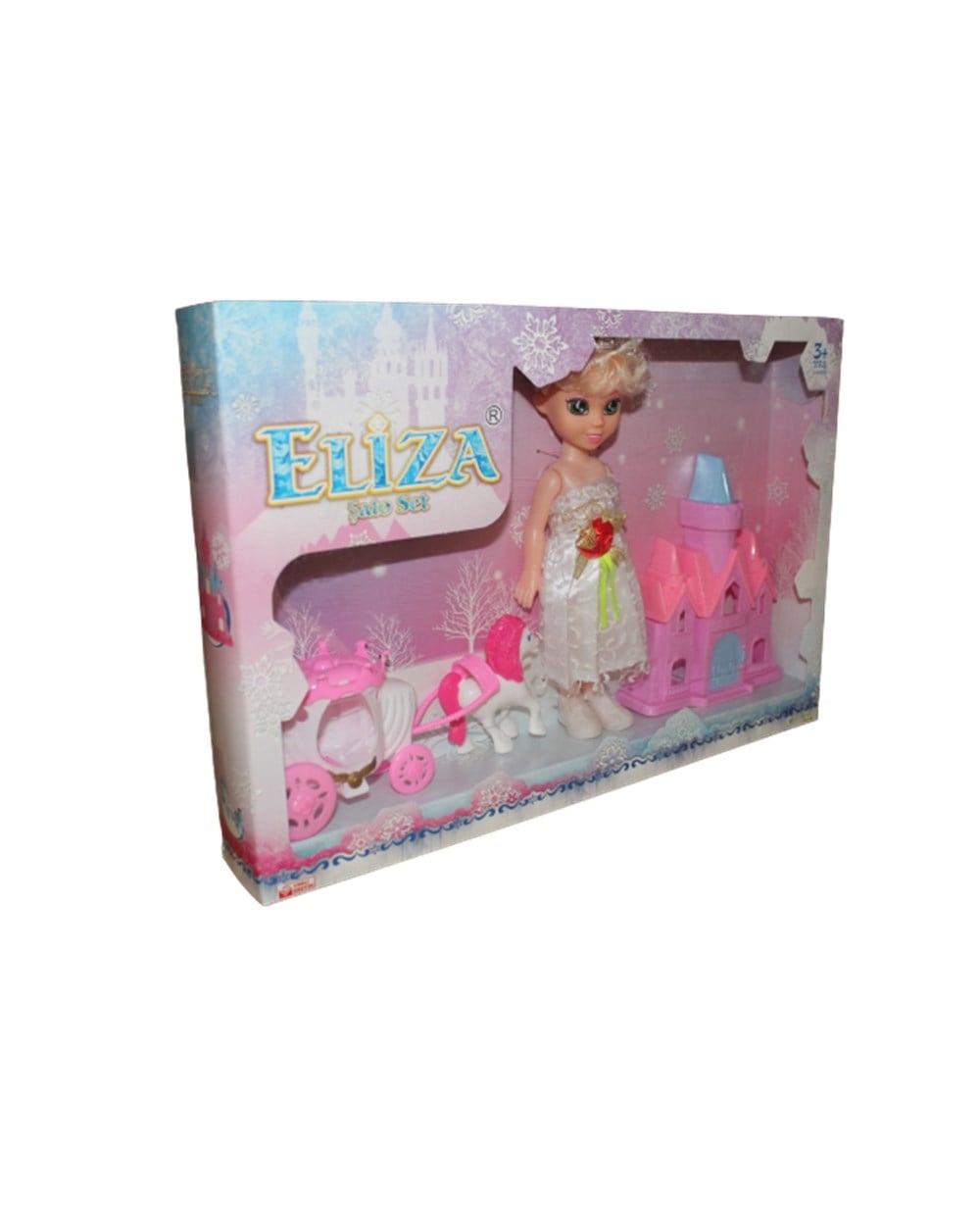 Et Bebekler, Global Toys, Eliza Fayton ve Şato Seti Bebekli 00576 Beyaz Elbiseli