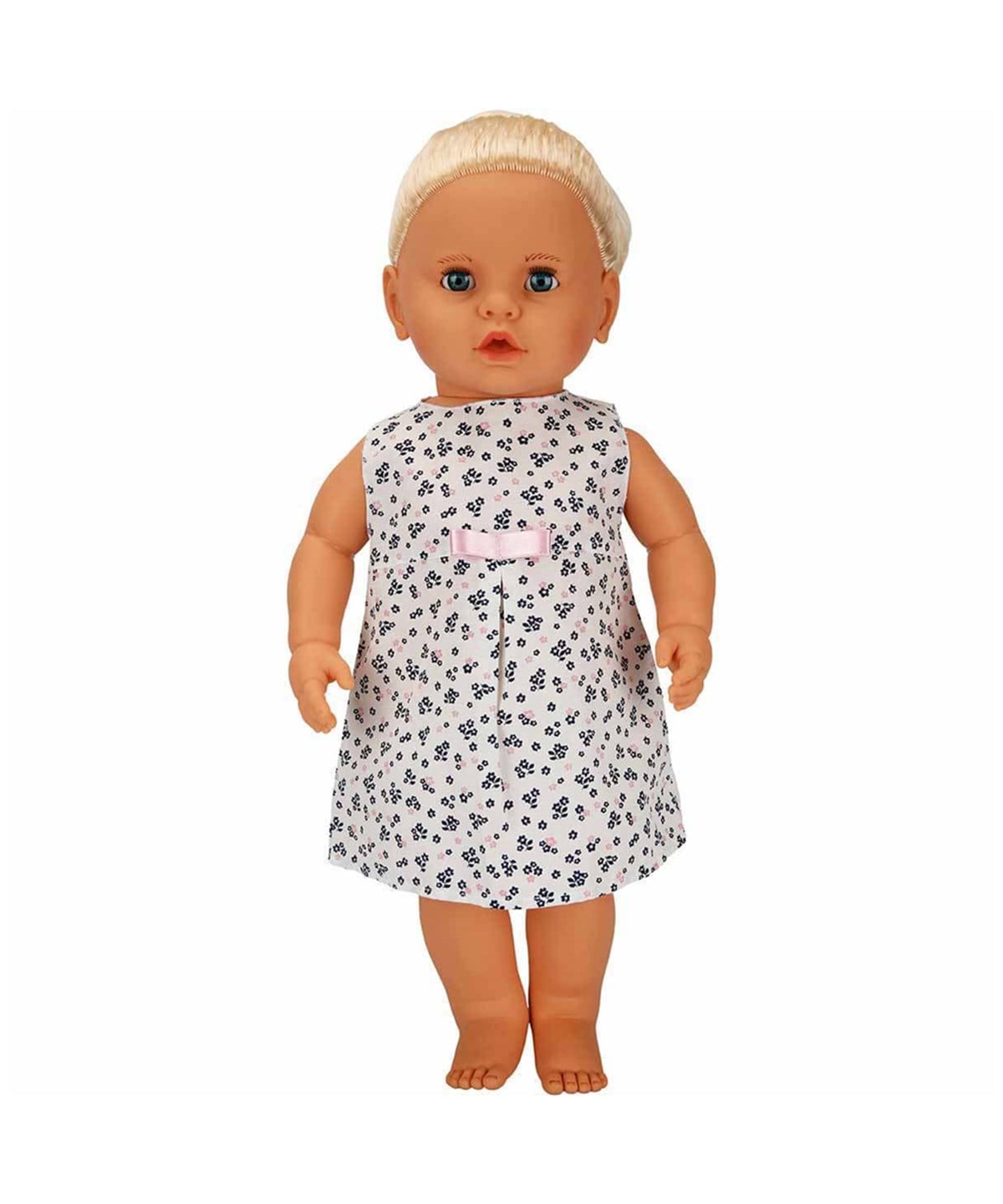 Et Bebekler, Sunman, Lila 8 Sesli Saçlı Et Bebek 60cm 23440 Sarışın  Bebek Lacivert Çiçekli Elbise