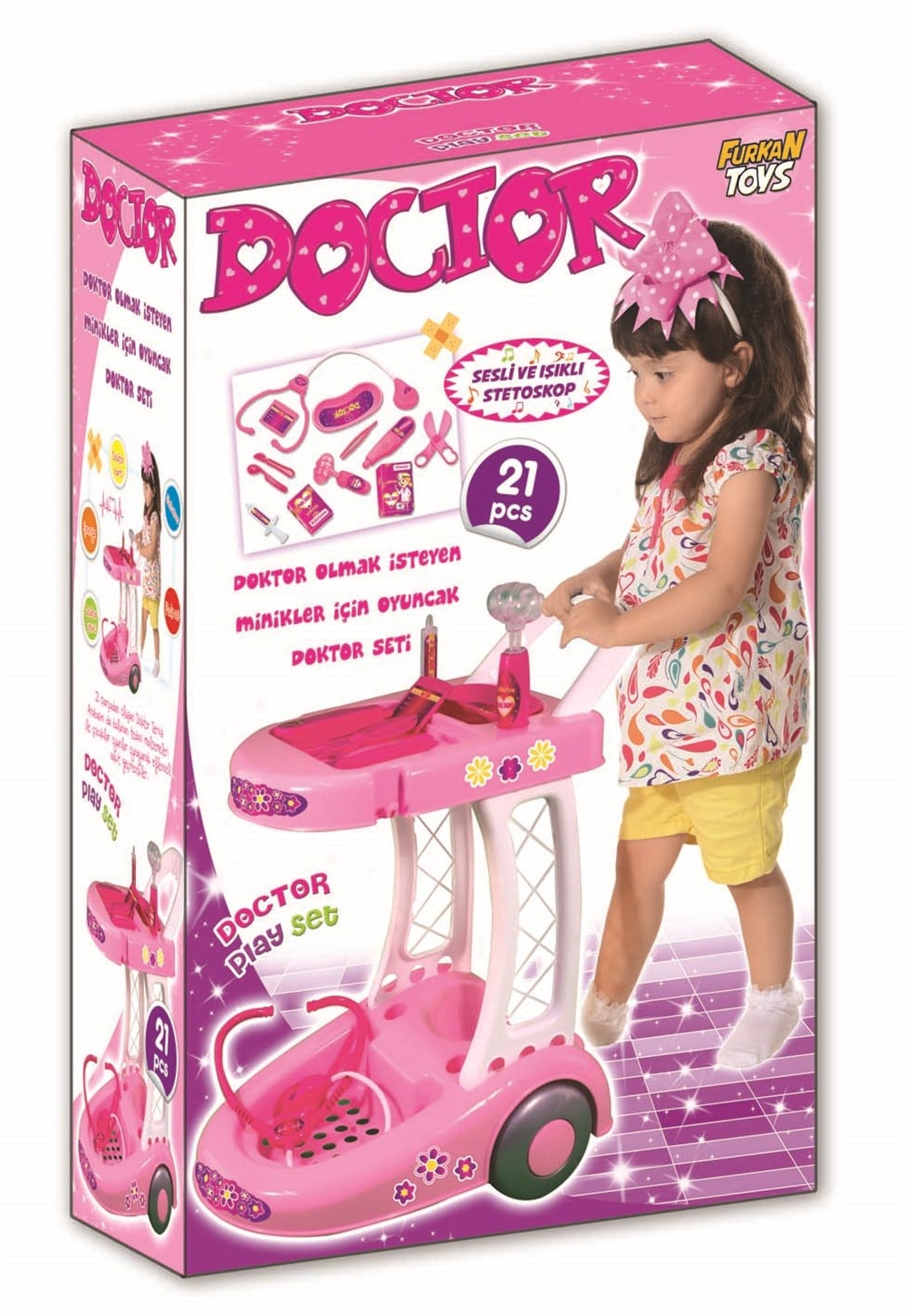 Evcilik Aksesuarları, Furkan Toys, Arabalı Işıklı Doktor Seti Kız FR55399