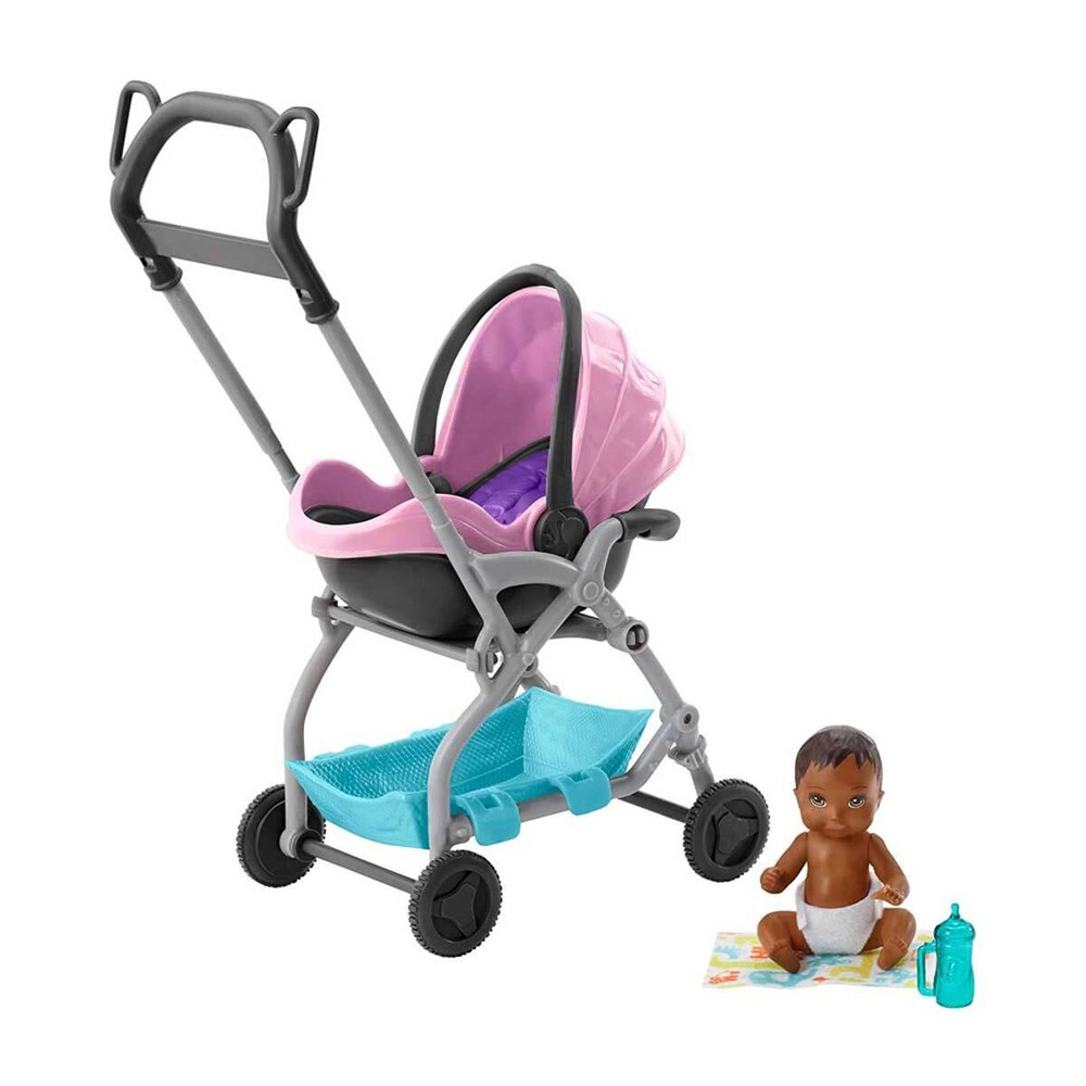 Evcilik Aksesuarları, Barbie, Barbie Bebek Bakıcılığı Oyun Seti FXG94 FXG95 Pembe Bebek Arabalı