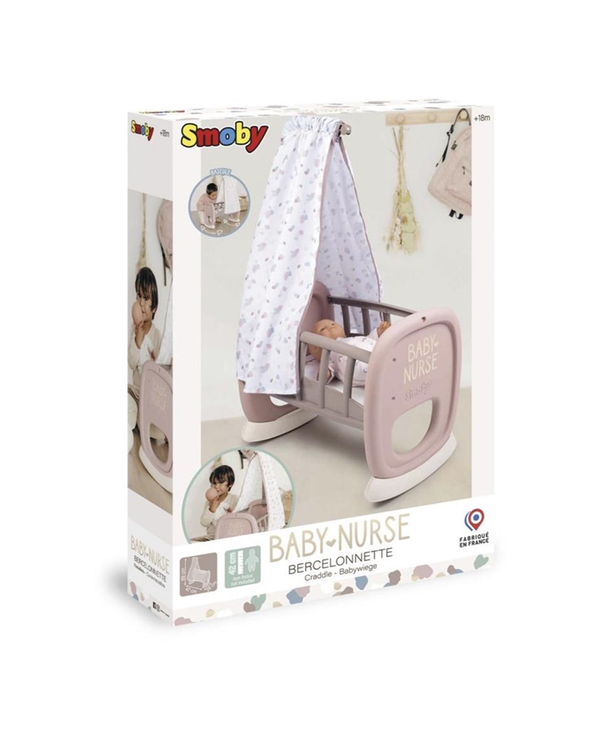 Evcilik Aksesuarları, SMOBY, Smoby Baby Nurse Cradle Bercelonnette Sallanan Oyuncak Beşik 220373