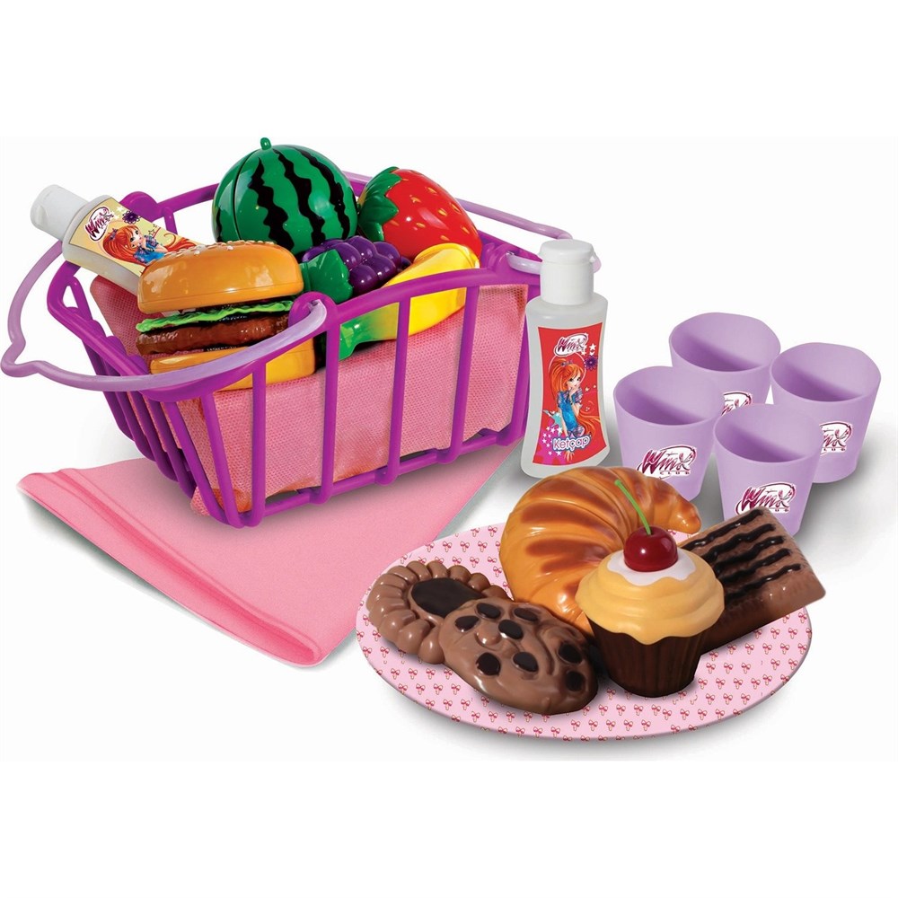 Evcilik Aksesuarları, Furkan Toys, Winx Club 26 Parça Piknik Sepeti Kesilebilen Meyveler FR56389