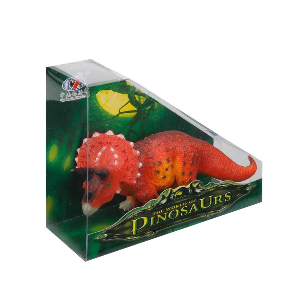 Hayvan Figürleri, Sunman, Sunman Dinozor Figür 91755 Triceratops Turuncu Noktalı