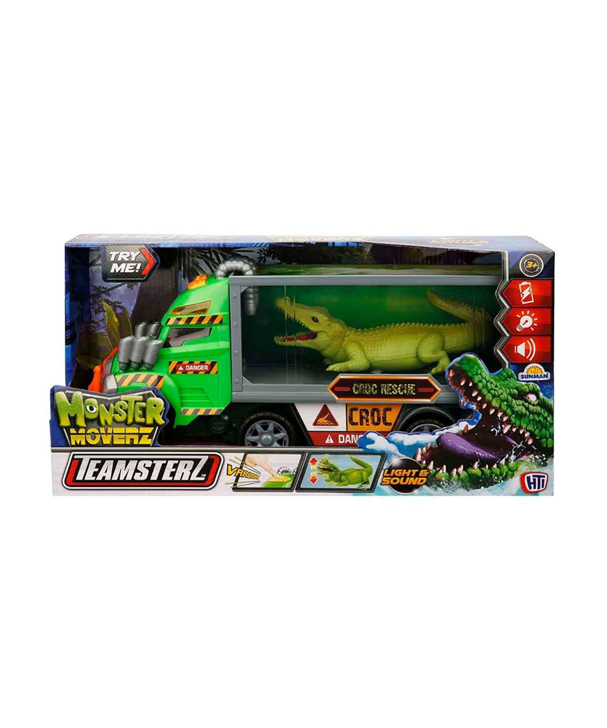 Hayvan Setleri, Sunman, Teamsterz Monster Moverz Sesli ve Işıklı Timsah Kurtarma Kamyonu 40 cm.
