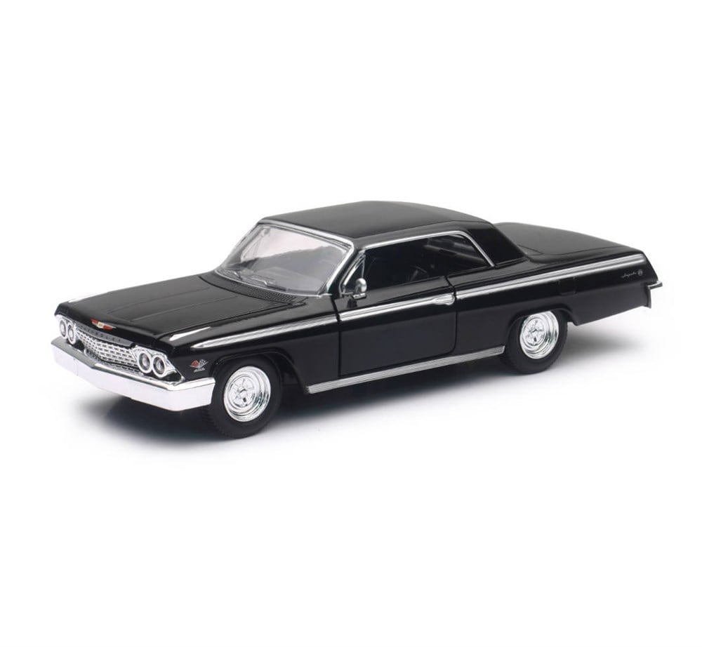 Hobi ve Koleksiyon, Sunman, 1:25 Muscle Model Araba 18539 1962 Chevrolet Impala Ss – Siyah