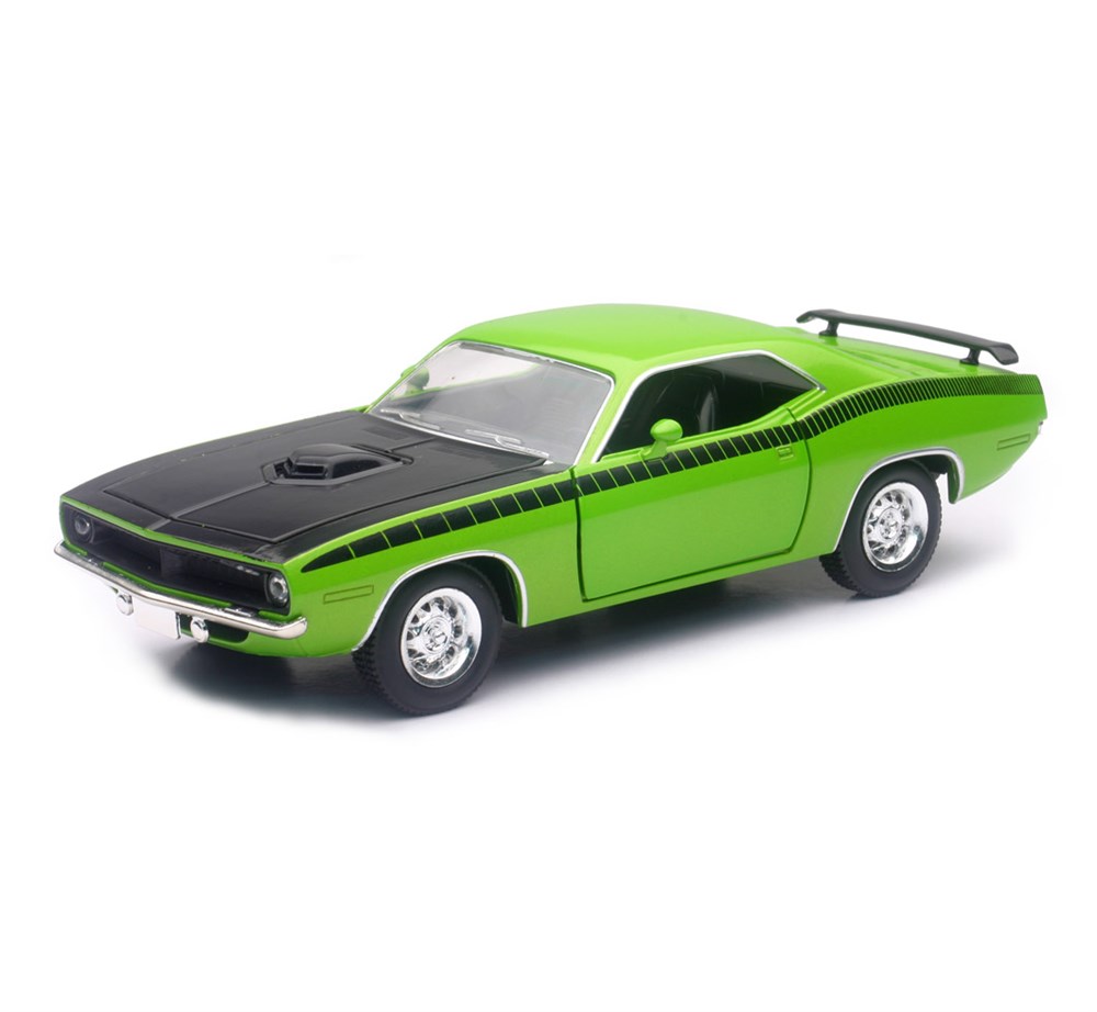 Hobi ve Koleksiyon, Sunman, 1:25 Muscle Model Araba 18539 1970 Plymouth Cuda Yeşil