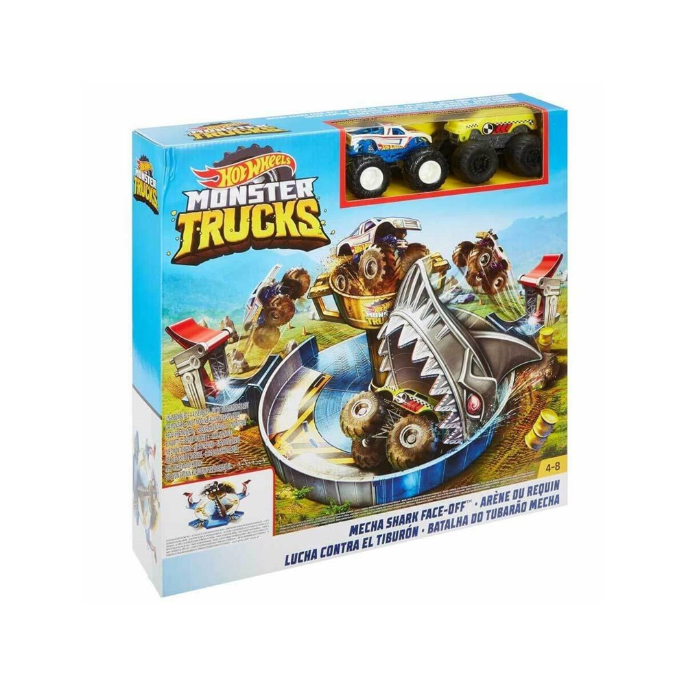 Hot Wheels Oyun Setleri, Hot Wheels, Hot Wheels Monster Trucks Mecha Köpek Balığı Çarpışması Oyun Seti FYK14