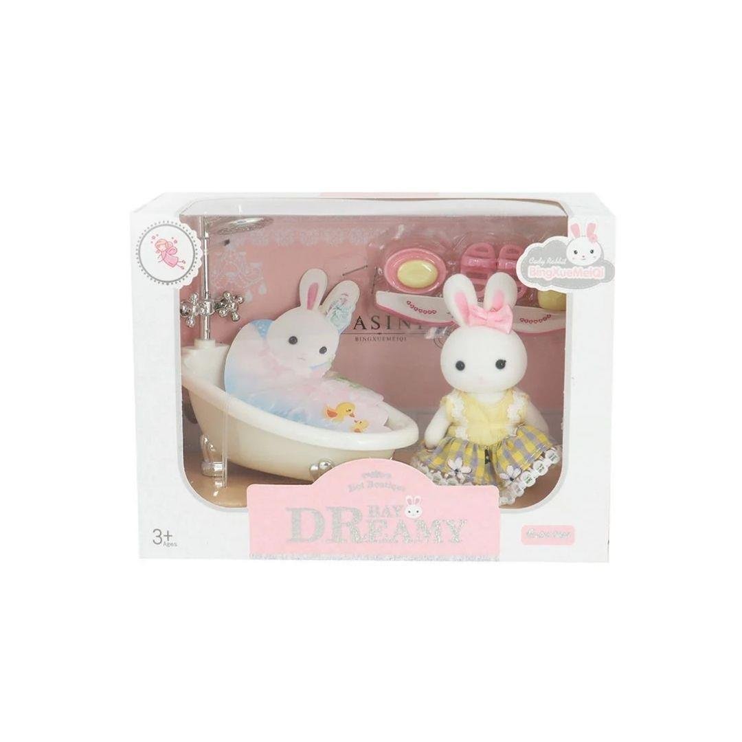 Kolleksiyon Karakterleri, MEGA OYUNCAK, Bay Dreamy Mini Tavşan Aksesuarlı Banyo Seti