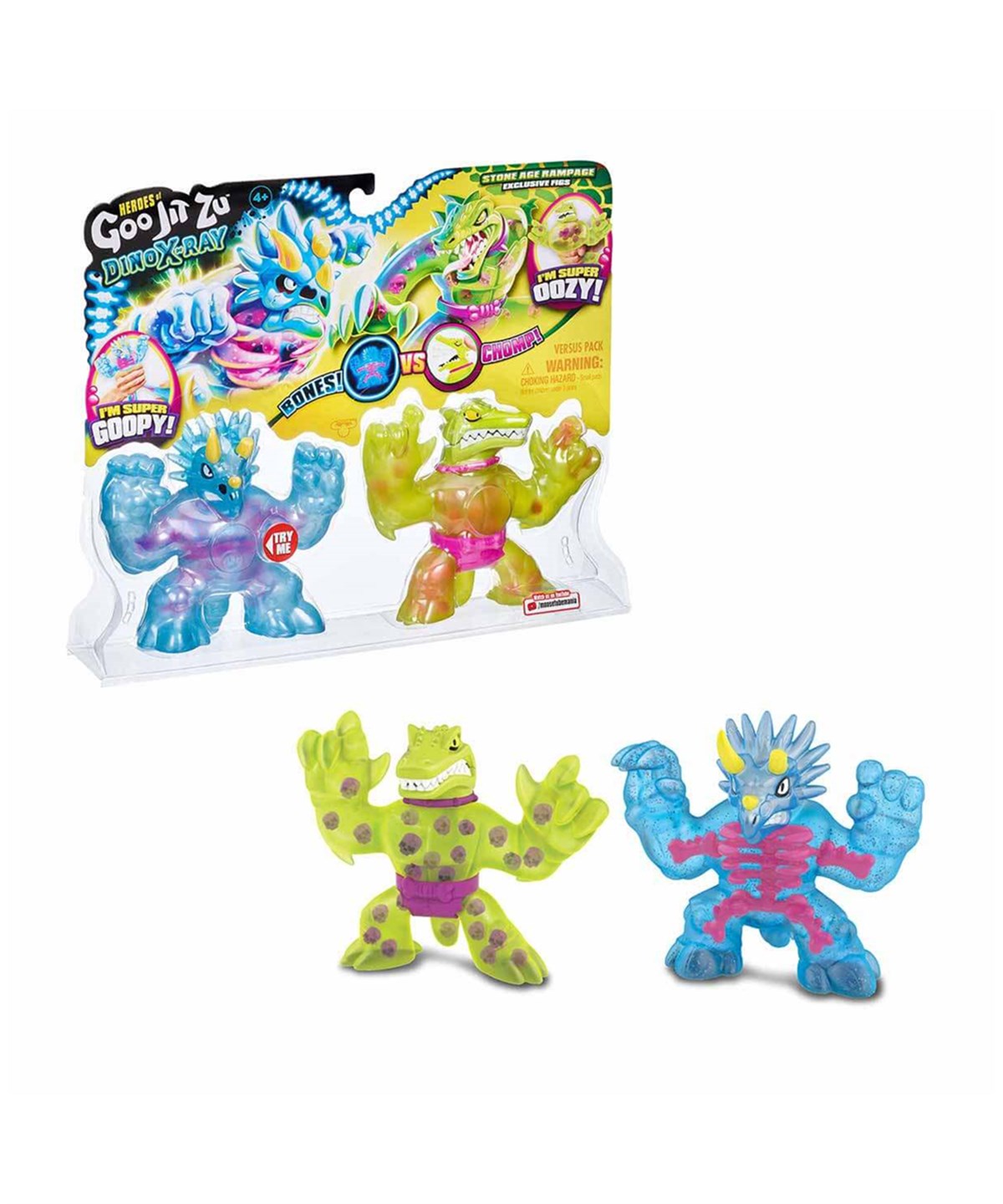 Kolleksiyon Karakterleri, Goojitzu, Goojitzu 2'li Figür Dino X Ray GJT25000 28458 Stone Age Rampage