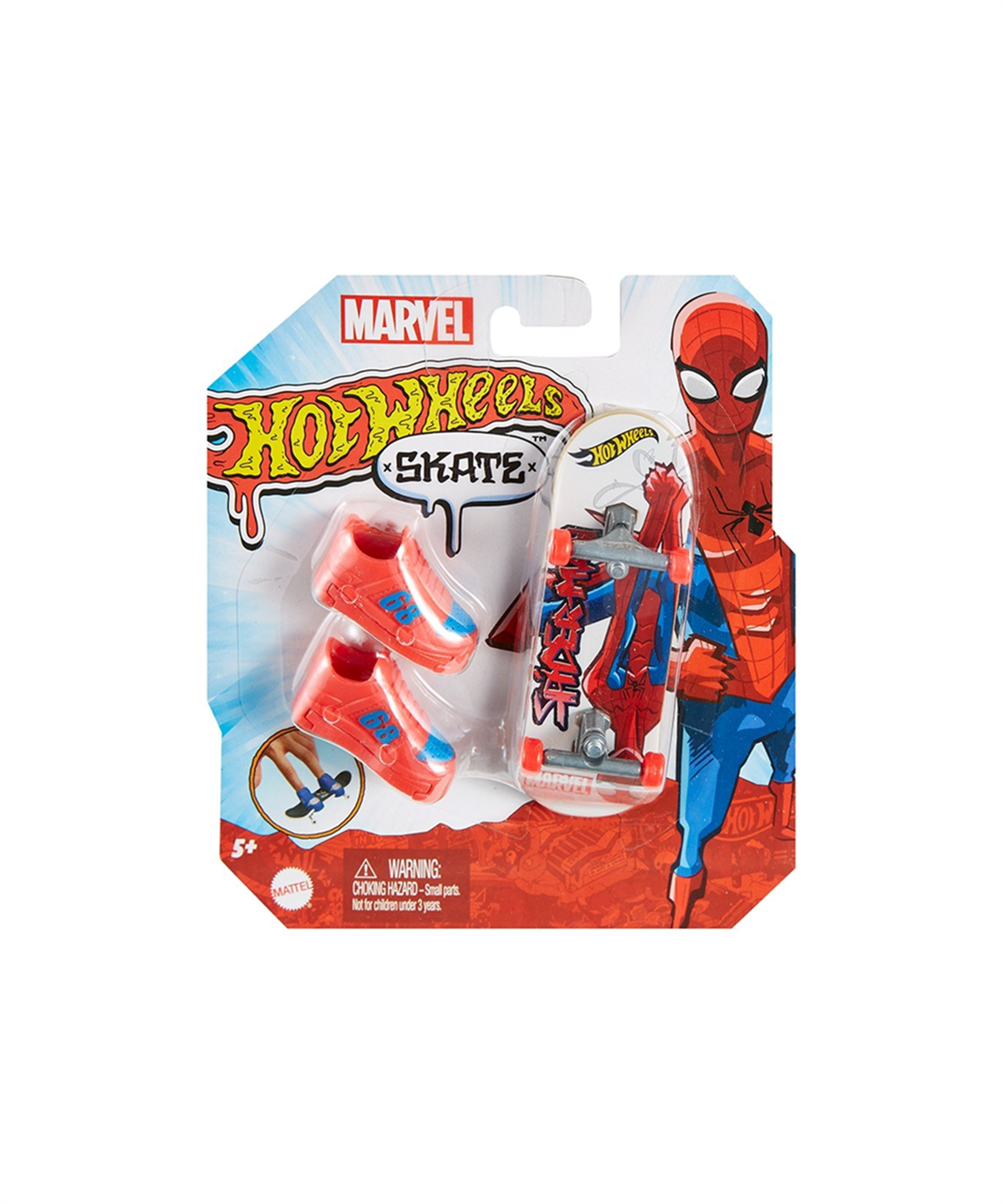 Kolleksiyon Karakterleri, Hot Wheels, Hot Wheels Skate Temalı Parmak Kaykay ve Ayakkabı Paketleri HMY18 HNL77 Spiderman 