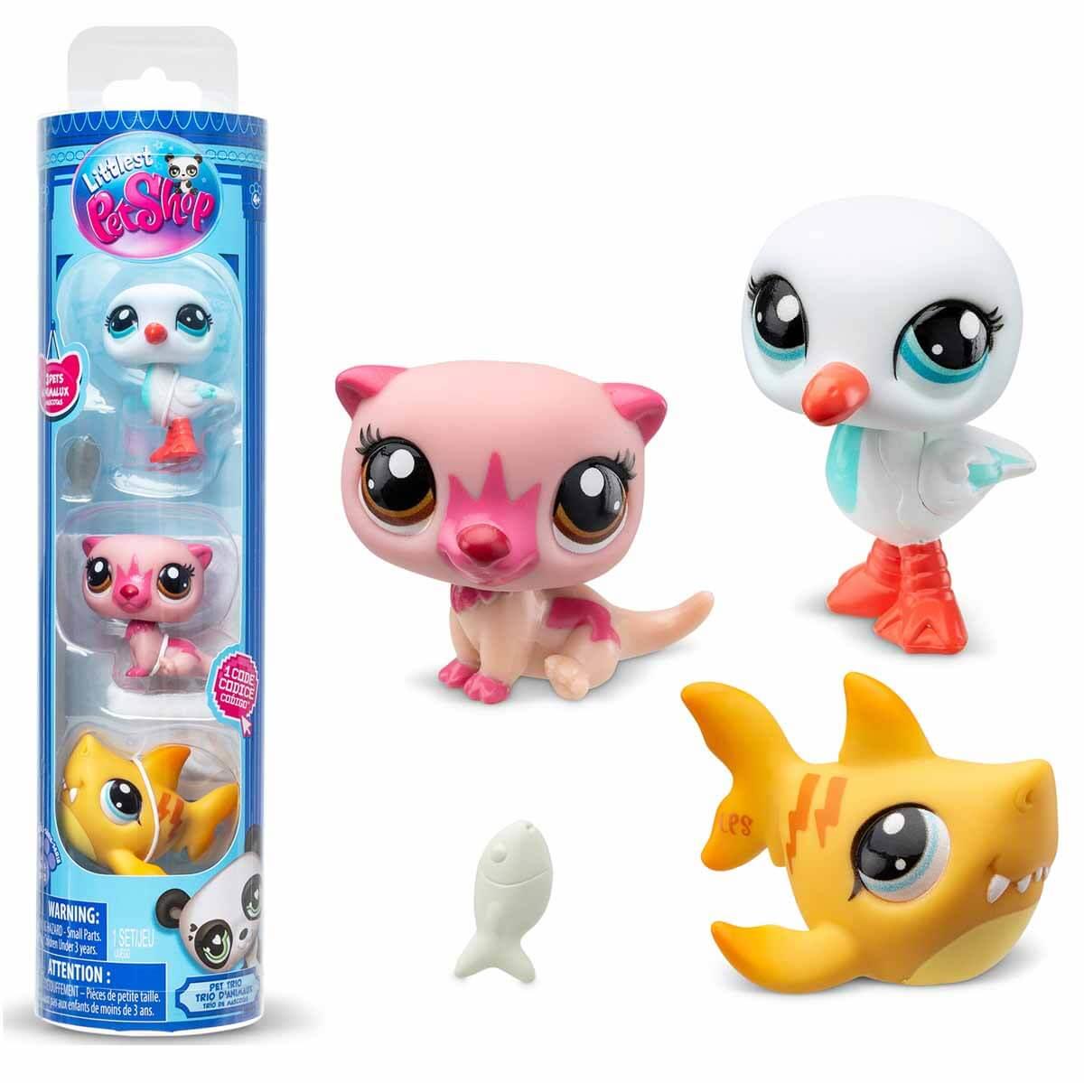 Kolleksiyon Karakterleri, Sunman, Littlest Pet Shop Minişler 3'lü Figür Seti S1 S00005516 Su Samuru Martı Köpekbalığı
