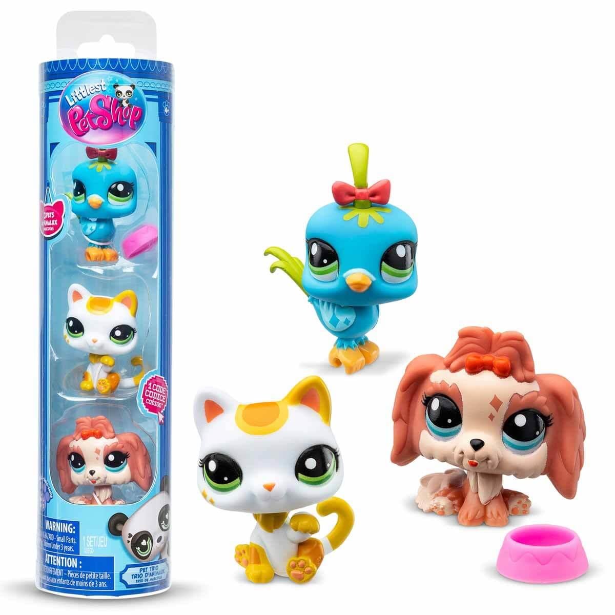 Kolleksiyon Karakterleri, Sunman, Littlest Pet Shop Minişler 3'lü Figür Seti S1 S00005516 Kuş Kedi Köpek