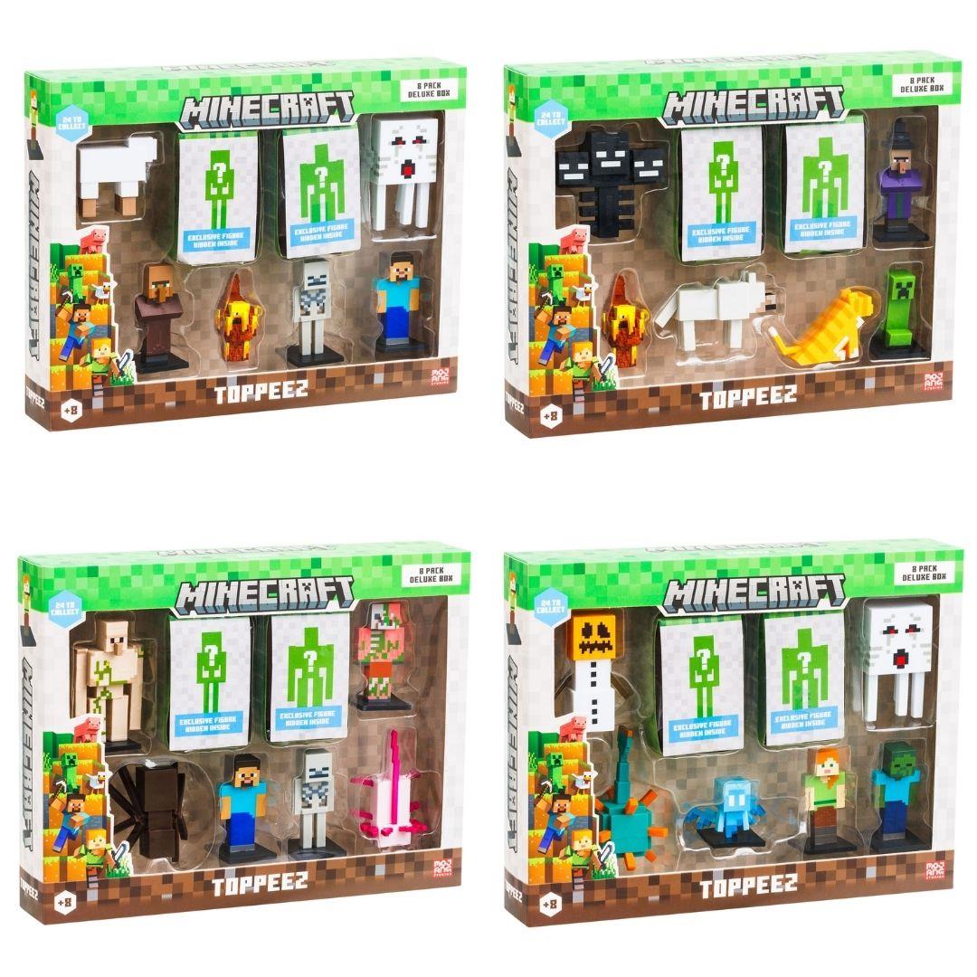 Kolleksiyon Karakterleri, NECOTOYS, Minecraft 3D Figür Toppeez 8 li Delüks Set Asorti