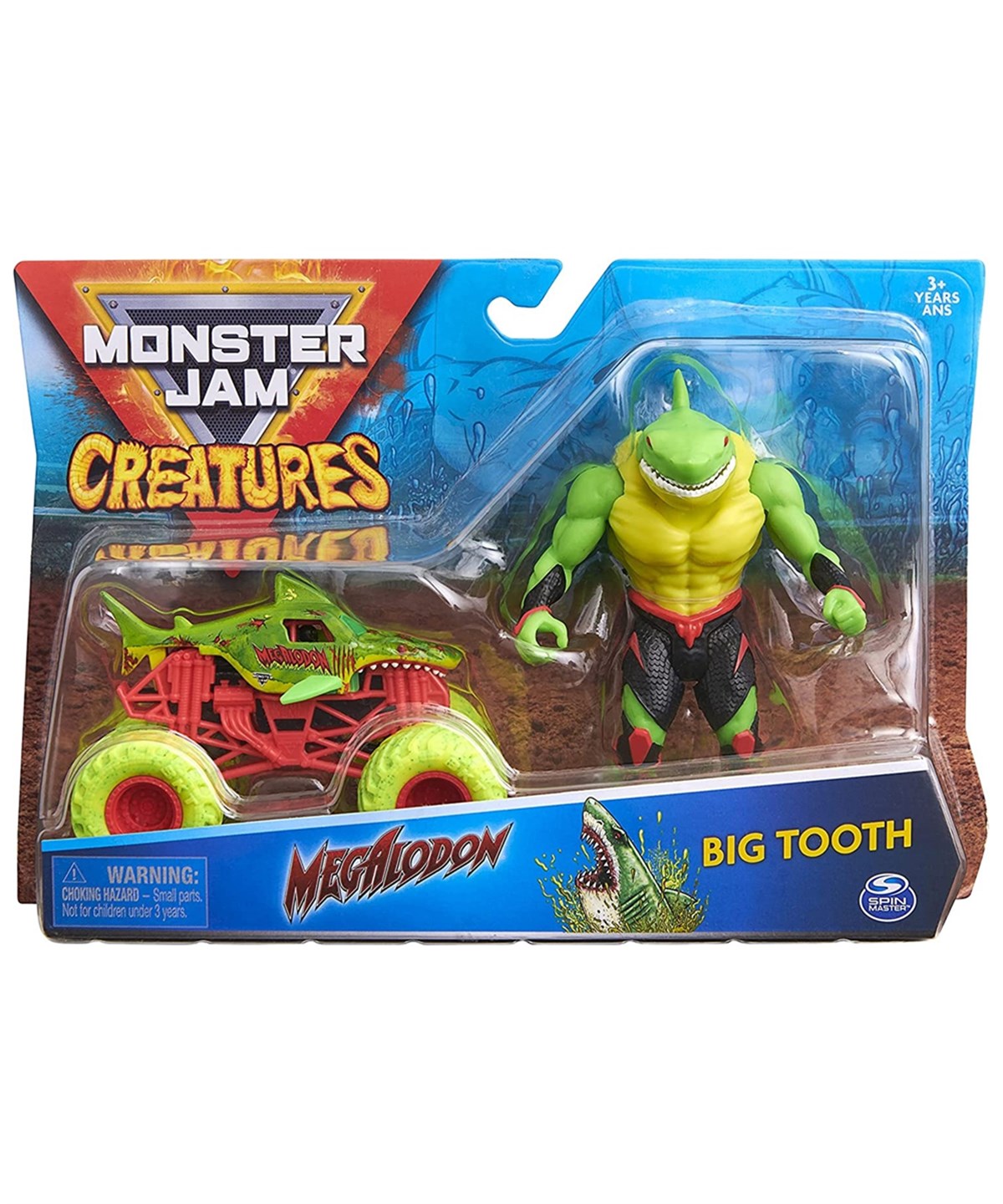 Kolleksiyon Karakterleri, MONSTER JAM, Monster Jam 1:64 Araç ve Figür 81100 Megalodon ve Big Tooth
