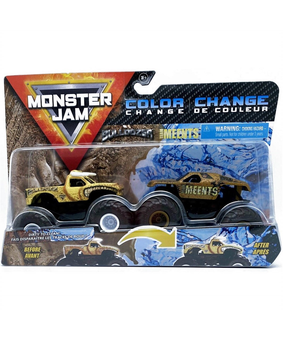 Kolleksiyon Karakterleri, MONSTER JAM, Monster Jam 1:64 İkili Araba Seti 36072 Bulldozer vs Team Meents