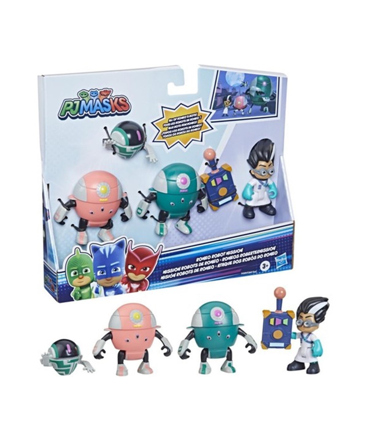 Kolleksiyon Karakterleri, Pijamaskeliler - PjMask, Pj Maskeliler 4'Lü Figür Seti PjMask F2647 F4589 Romeo Robot Mission