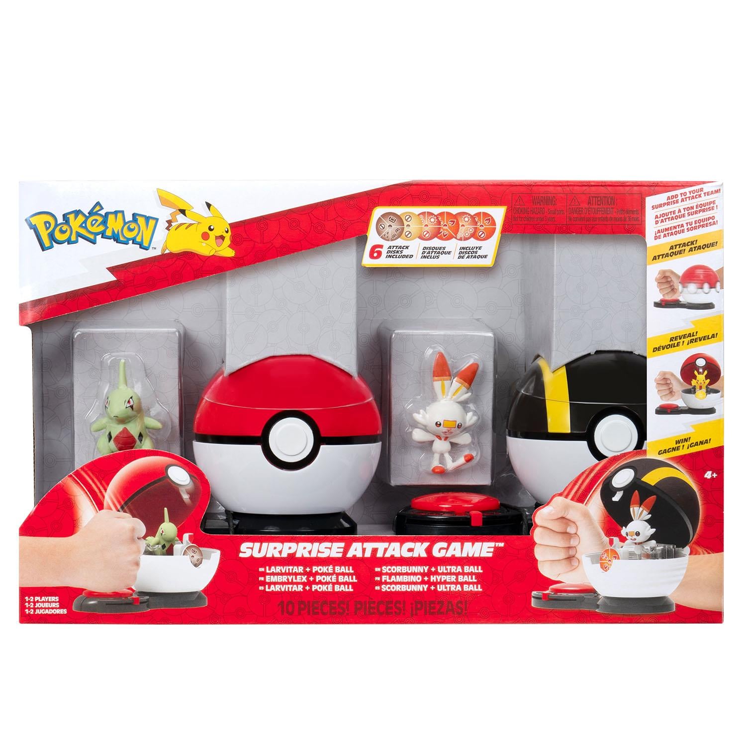 Kolleksiyon Karakterleri, NECOTOYS, Pokemon Sürpriz Atak Oyun Seti S4 - Larvitar ve Scorbunny PKW3653