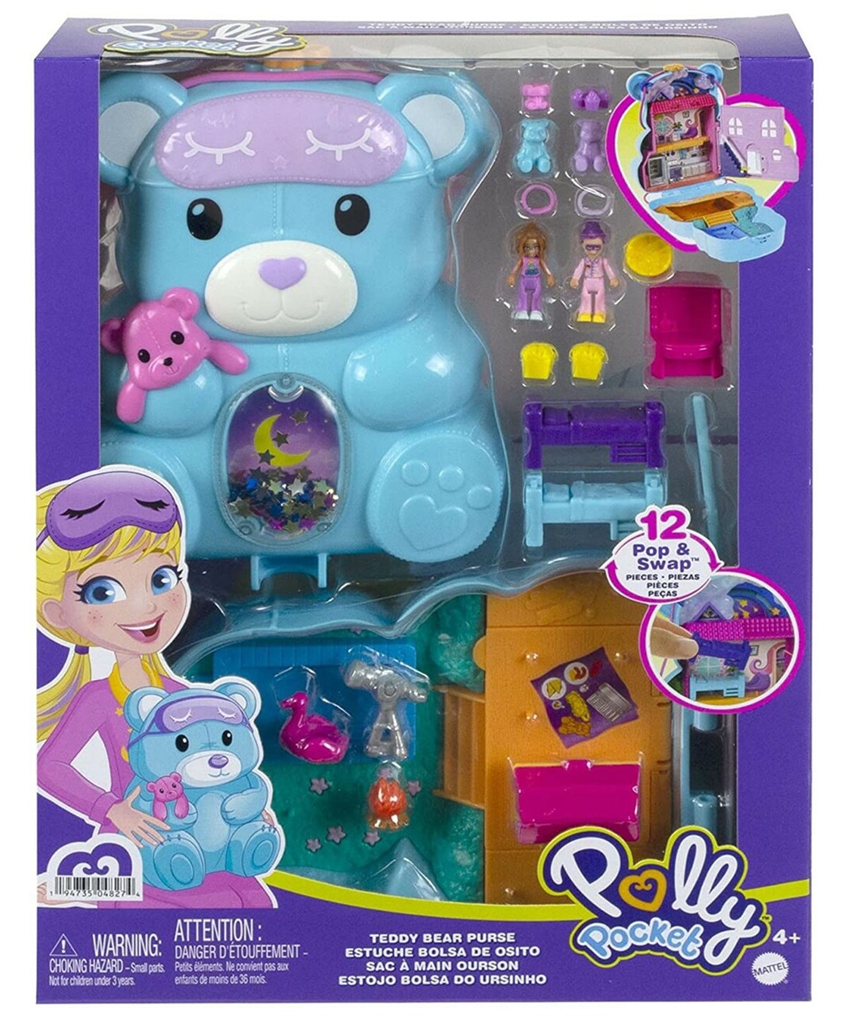 Kolleksiyon Karakterleri, Polly Pocket, Polly Pocket Çanta Olabilen Micro Oyun Setleri GKJ63 HGC39 Teddy Bear Purse