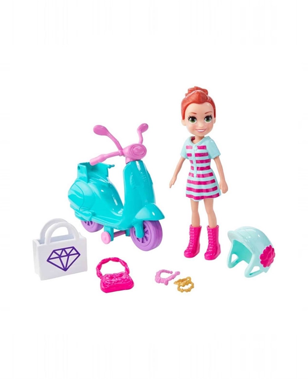 Kolleksiyon Karakterleri, Polly Pocket, Polly Pocket ve Bisikleti Oyun Seti GFP93 GFP95 Polly Pocket Alışveriş ve Gezinti Scooter'ı