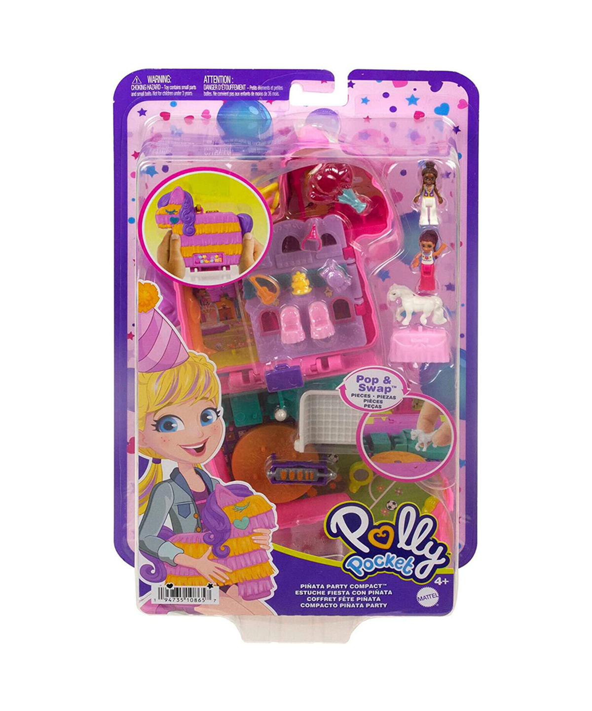 Kolleksiyon Karakterleri, Polly Pocket, Polly Pocket ve Maceraları Oyun Seti FRY35 GTN1 HKV32 Pinata Party Compact