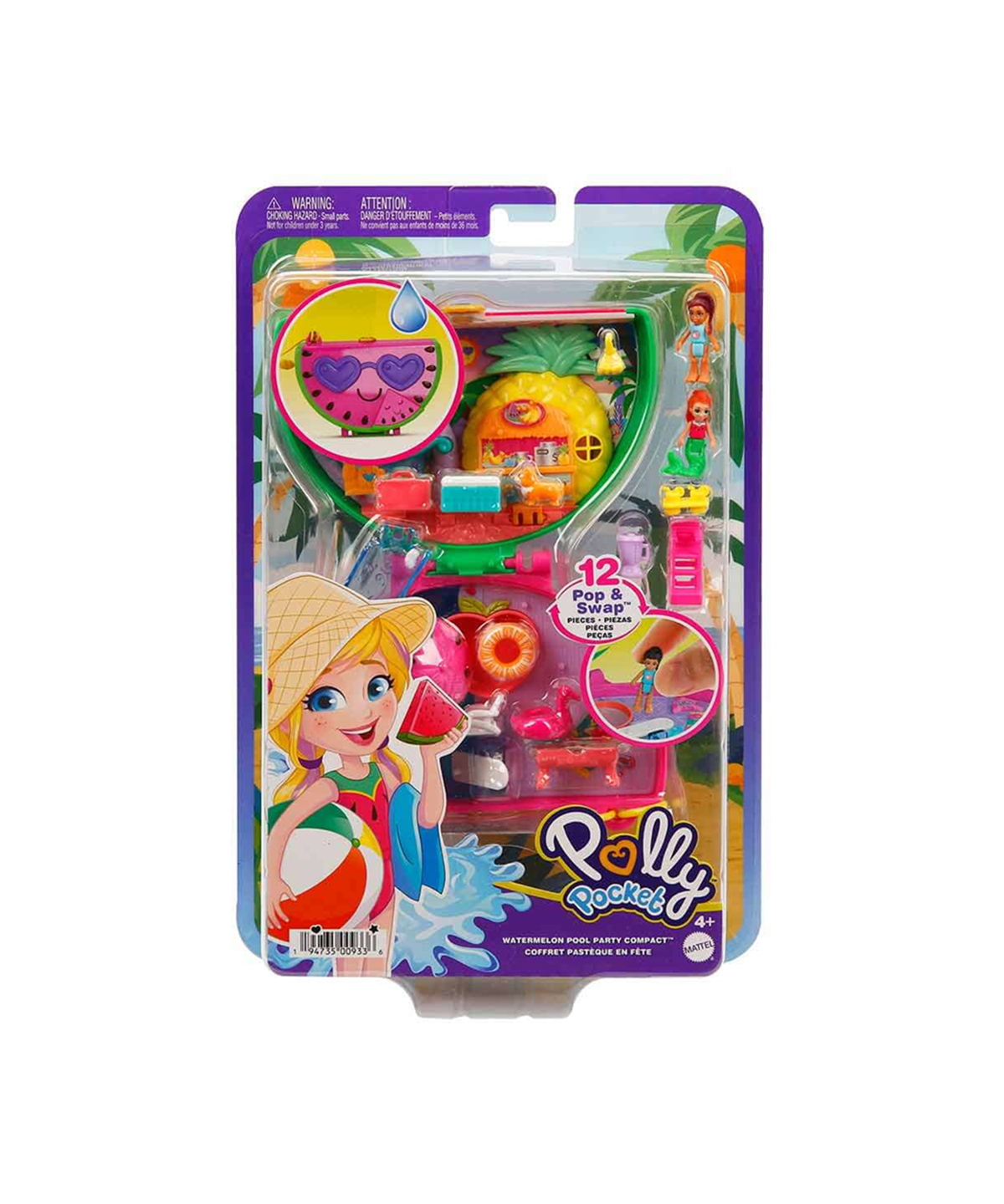 Kolleksiyon Karakterleri, Polly Pocket, Polly Pocket ve Maceraları Oyun Seti FRY35 GTN1 HCG19 Watermelon Pool Party Compact