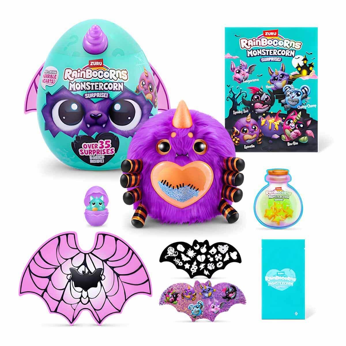 Kolleksiyon Karakterleri, Giochi Preziosi, Rainbocorns Monstercorn Peluş RAR25000 Spider Mor Örümcek Ağı Desenli Kanat