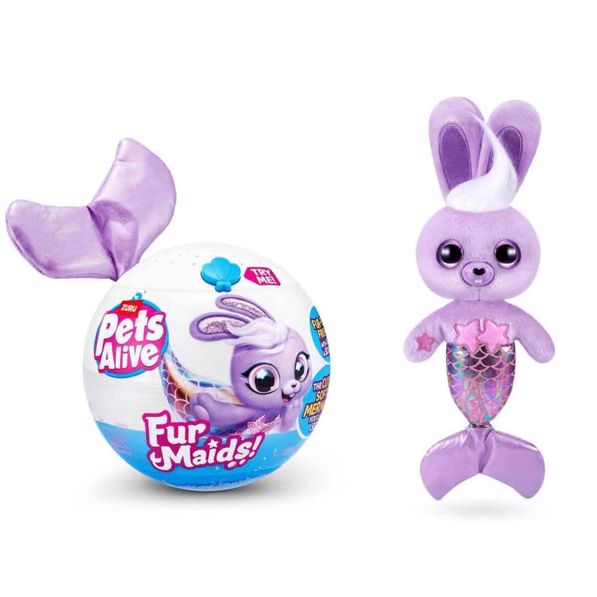 Kolleksiyon Karakterleri, Giochi Preziosi, Sesli ve Işıklı Pets Alive Furmaids Peluş PEL07000 Mor