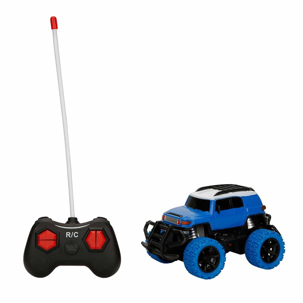 Kumandalı Arabalar, Sunman, 1:43 Uzaktan Kumandalı Işıklı Mini Jeep 12 cm. 27196 Mavi Beyaz Tavan