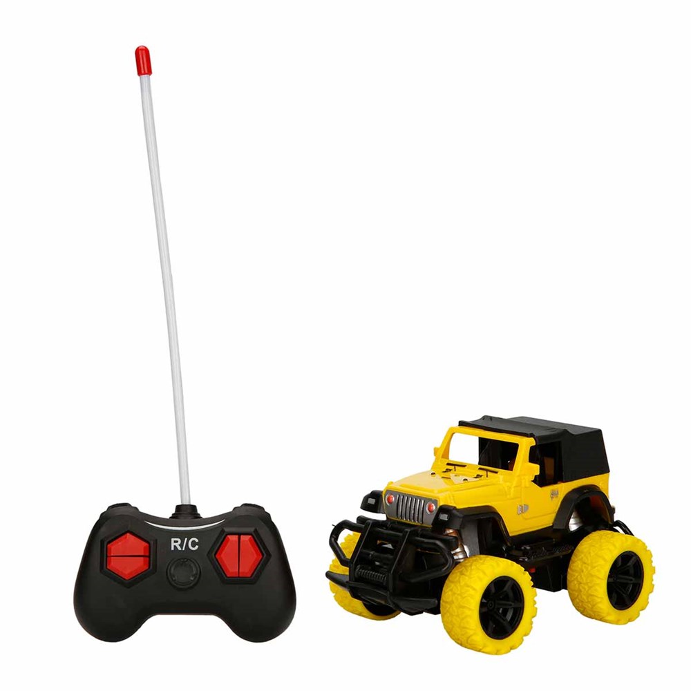 Kumandalı Arabalar, Sunman, 1:43 Uzaktan Kumandalı Işıklı Mini Jeep 12 cm. 27196 Sarı Siyah Tavanlı