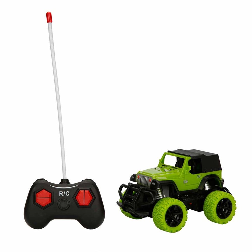 Kumandalı Arabalar, Sunman, 1:43 Uzaktan Kumandalı Işıklı Mini Jeep 12 cm. 27196 Yeşil Siyah Tavan