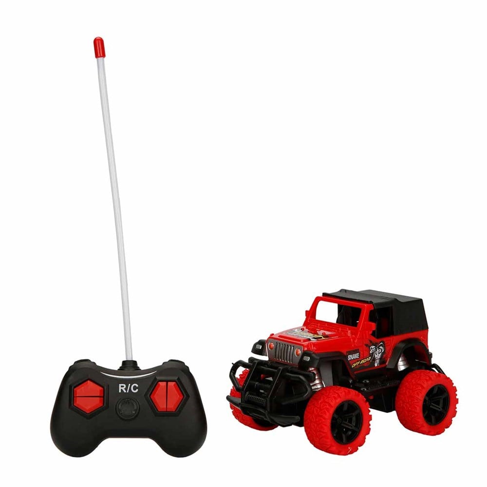 Kumandalı Arabalar, Sunman, 1:43 Uzaktan Kumandalı Işıklı Mini Jeep 12 cm. 27196 Kırmızı Siyah Tavan