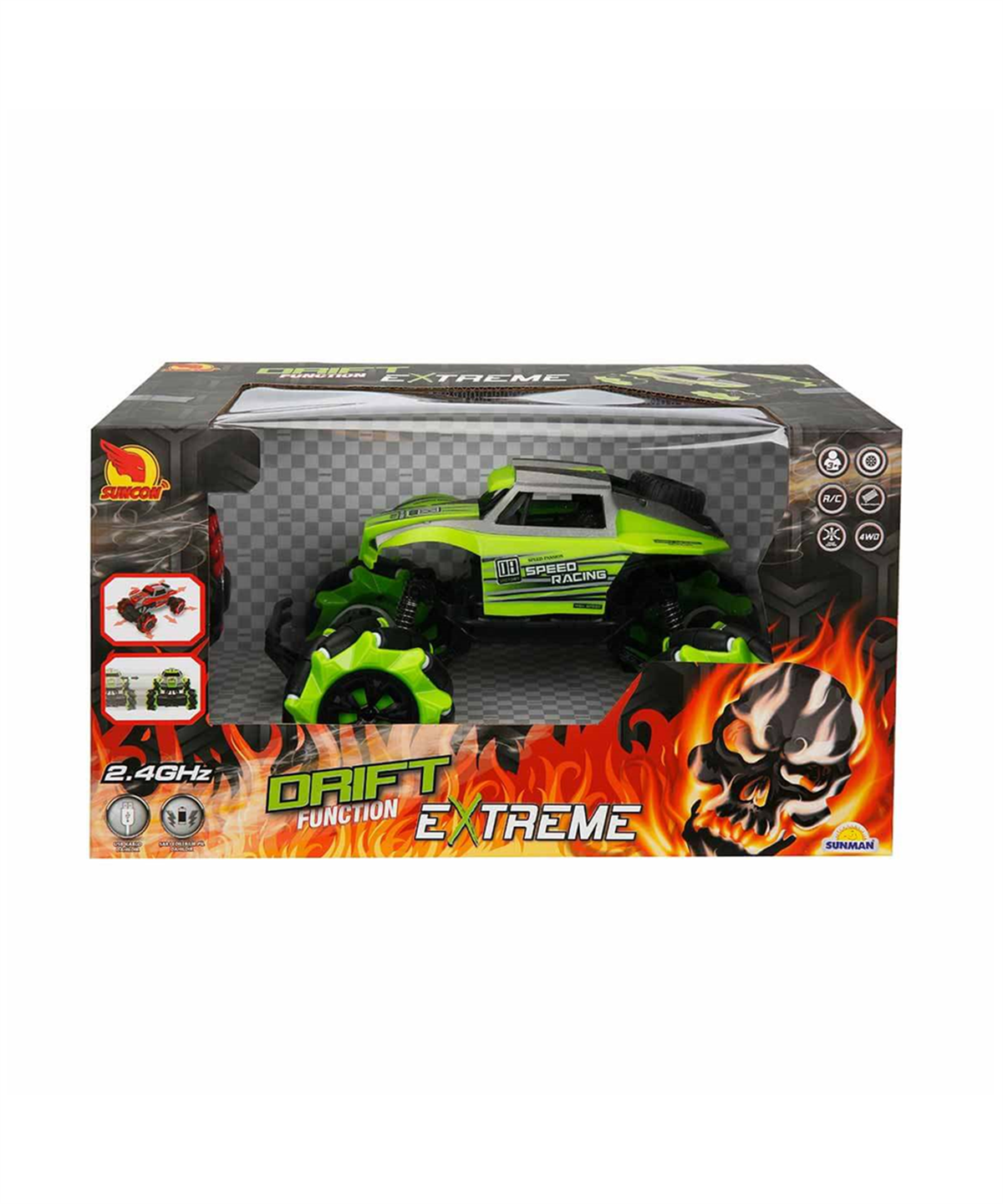 Kumandalı Arabalar, Sunman, Suncon 1:16 Speed Racing USB Şarjlı Uzaktan Kumandalı Araba 25 cm 25383 Yeşil