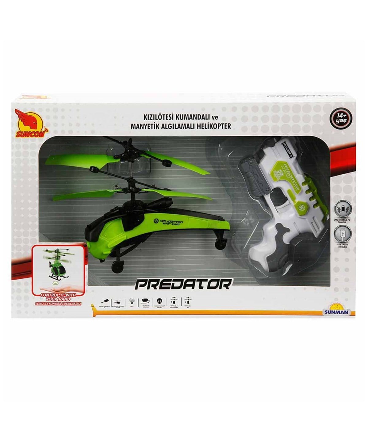 Kumandalı Arabalar, Sunman, Suncon Predator Kızılötesi Kumandalı Helikopter 25345 Super Speed Yeşil Modeli